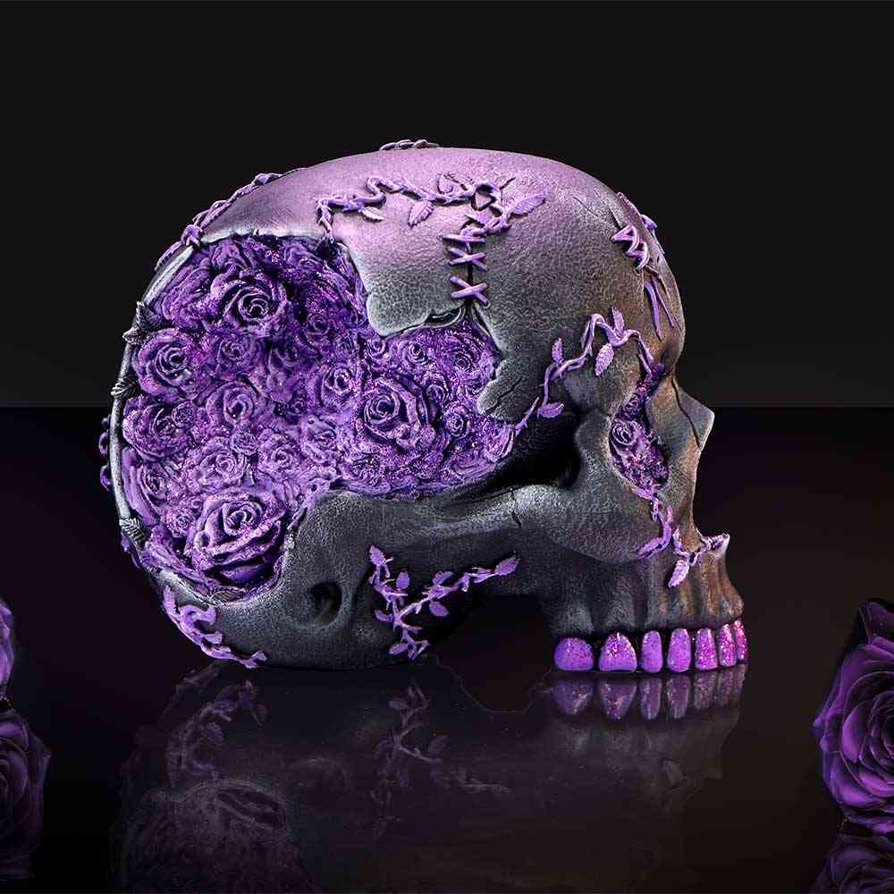 Nemesis Now - Rose Geode Skull Dekorative Figur - Schwarz/Lila